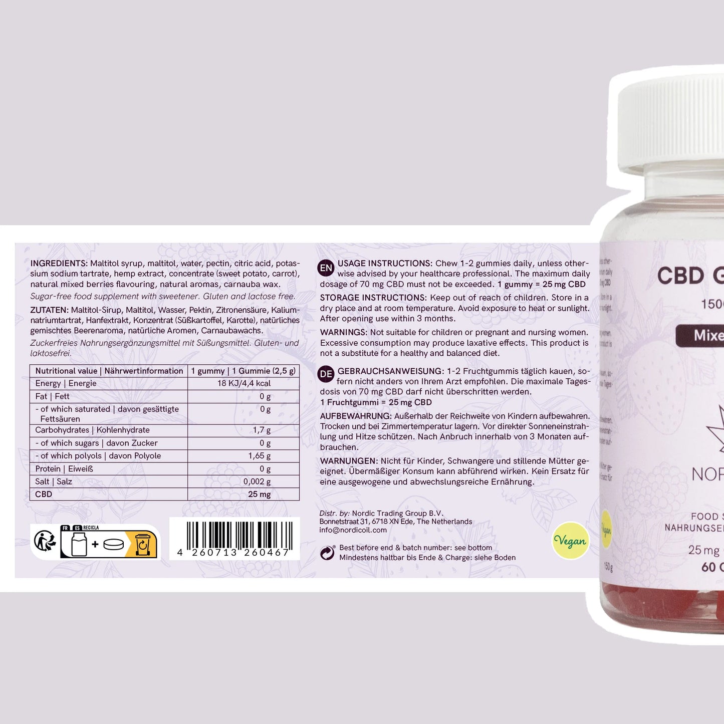 3x2: CBD Gummies (1500mg) Frutti di bosco