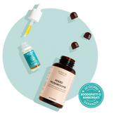 Prodotti Nordic Oil: gocce di CBD, gummies ai funghi misti e badge garanzia 30 giorni soddisfatti o rimborsati
