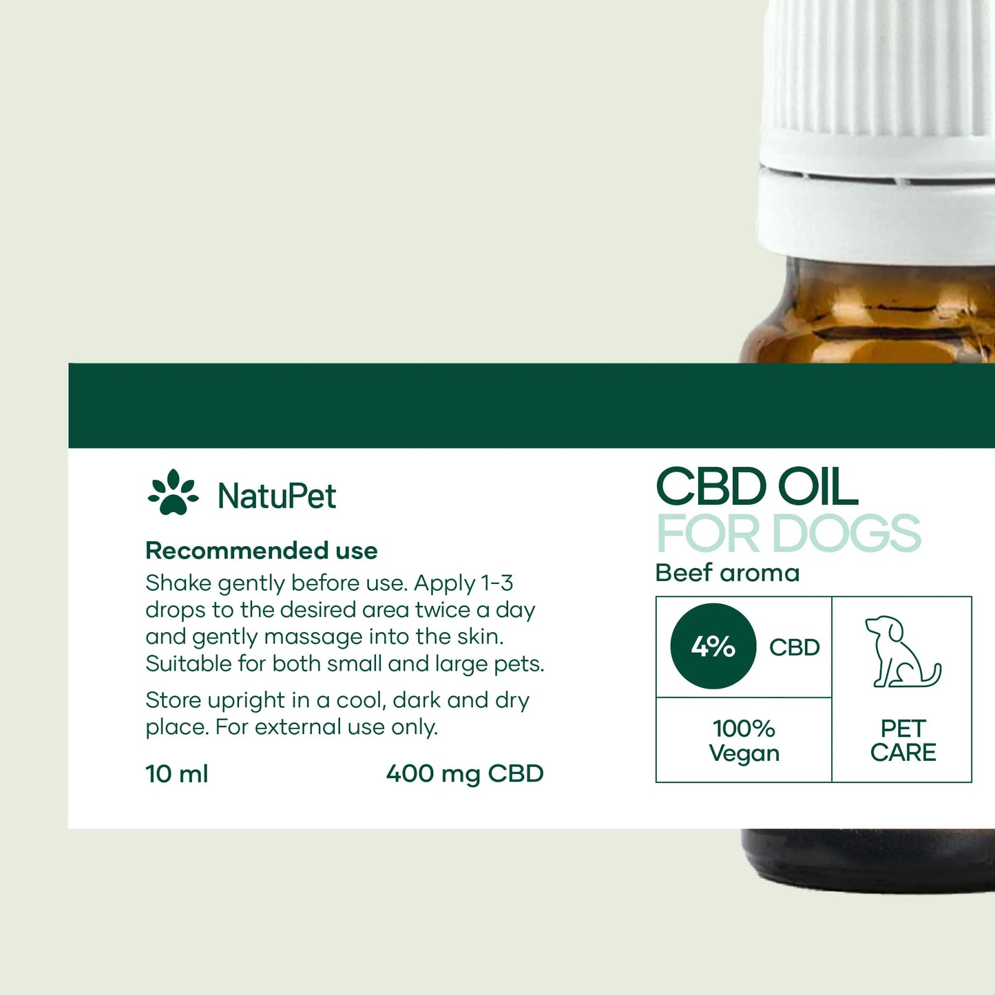 Olio CBD per cani (4%) - Manzo