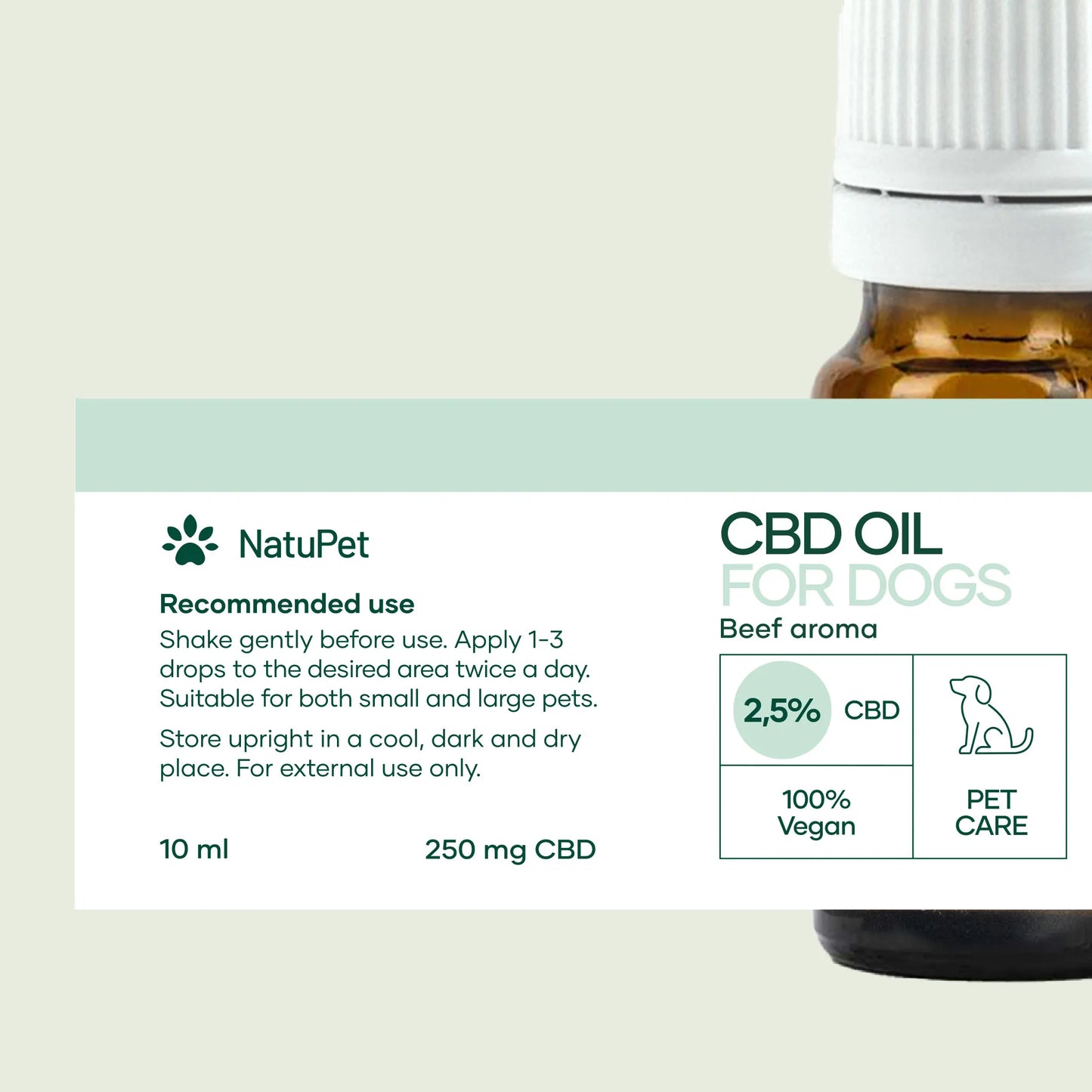 Olio CBD per cani (2,5%) - Manzo