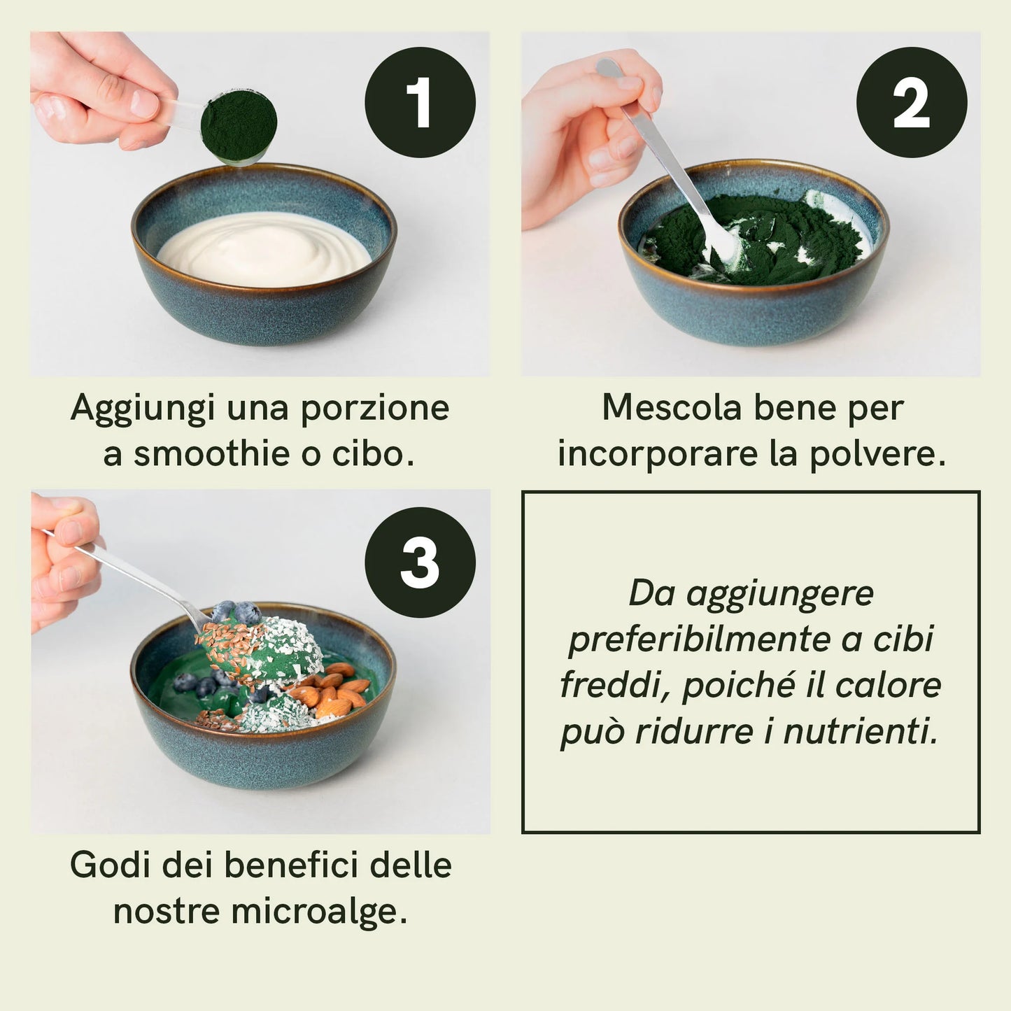 Polvere di spirulina e clorella