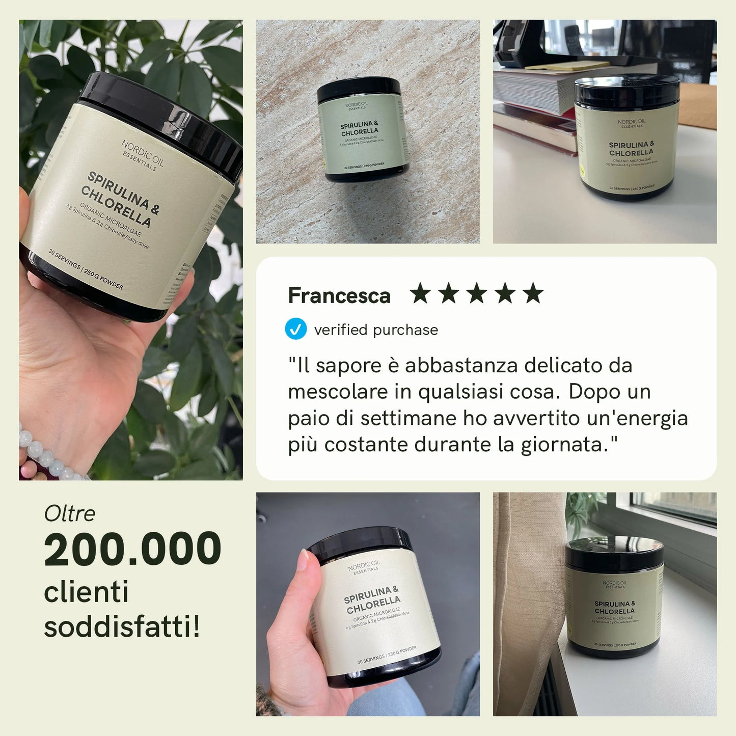 Polvere di spirulina e clorella